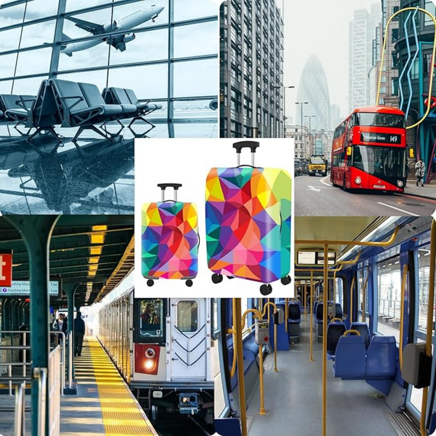 Luggage Cover Protector, Spandex Suitcase Cover (Rainbow)