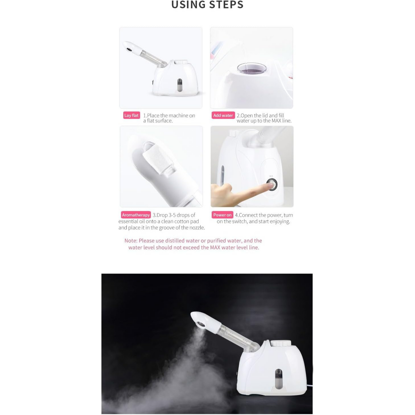 Facial Steamer & Inhaler with Extendable Arm