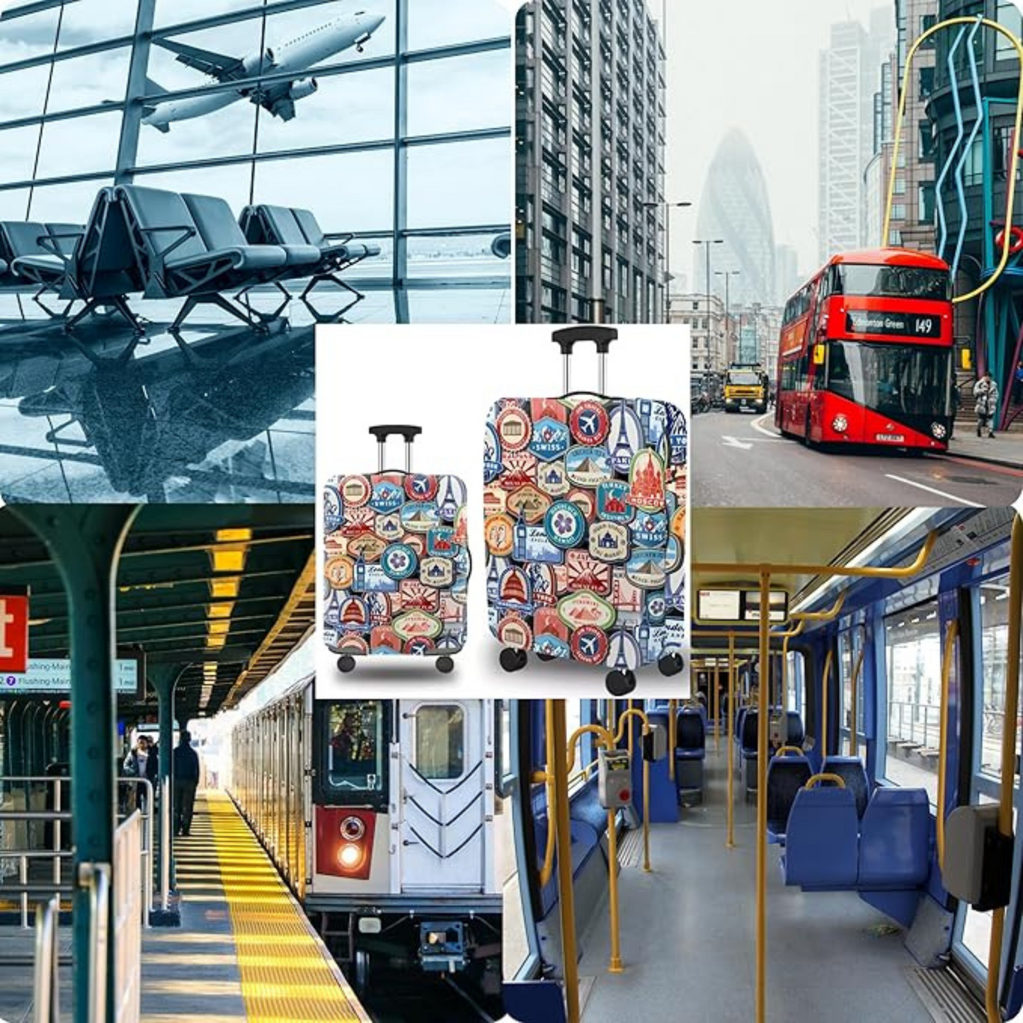 Luggage Cover Protector, Spandex Suitcase Cover (World Tour)