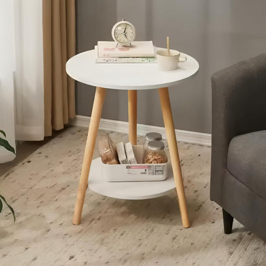 2-Layer Round Coffee Table, 40 * 40cm Small Sofa Side Table