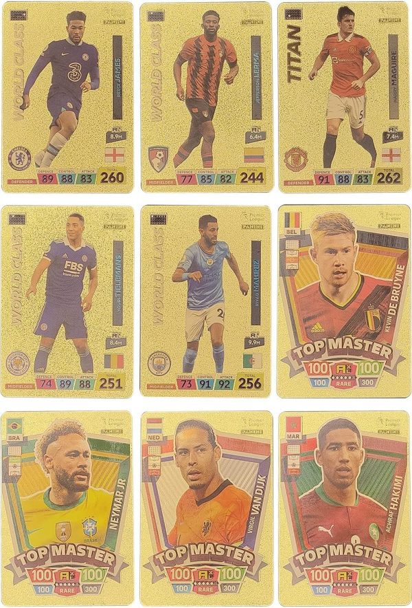 Football Star Cards Deck Box,Collection Pack of 55 Stickers (Gold)