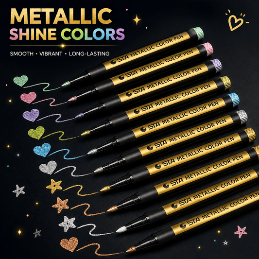 Maanys Metallic Marker Set β Shiny Paint Pens for Rock, Glass, Wood & Canvas - Mannys