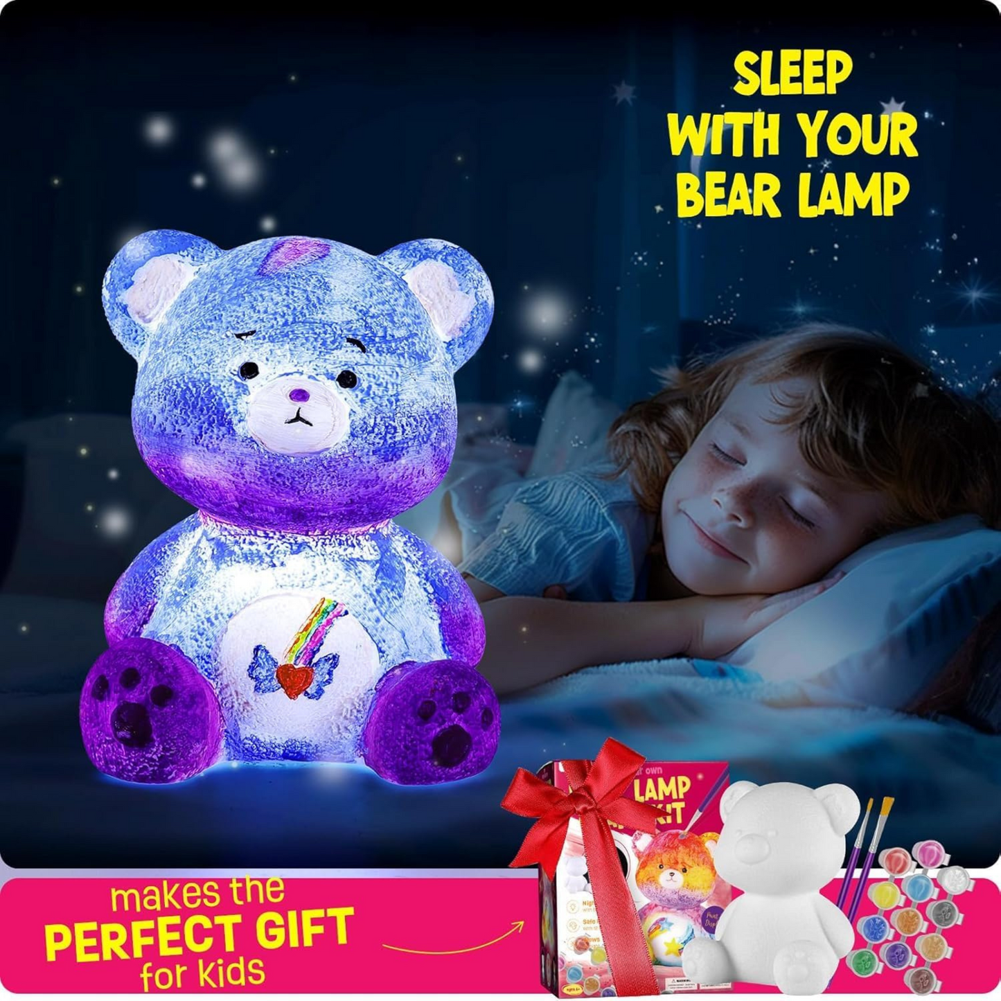 Painting Kit for kids,Bear Lamp DIY Arts & Crafts for Kids