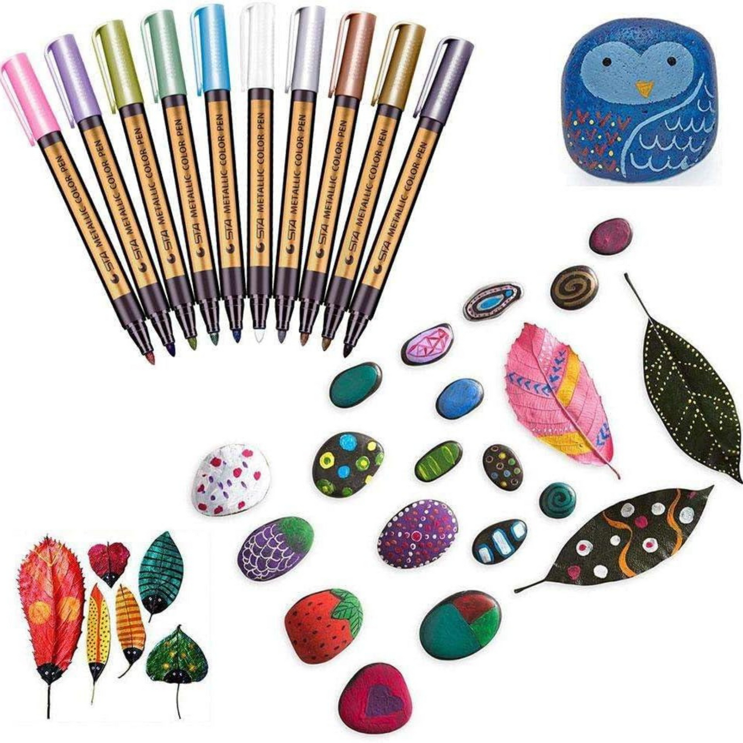 10 Metallic Color Marker, Calligraphy Paint Pens for Art & Craft Supplies(Large)