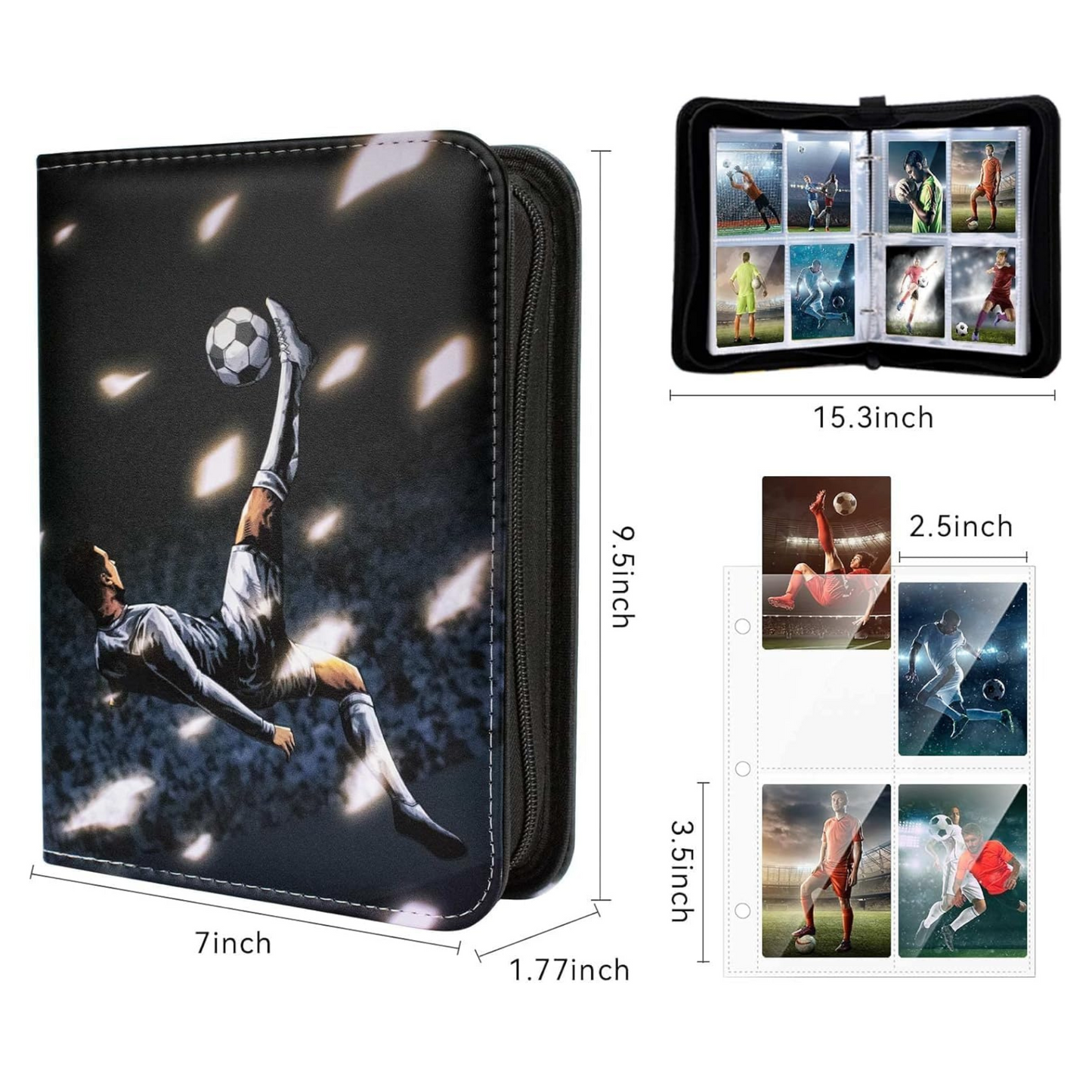 Football Card Holder Premium PU Leather Binder