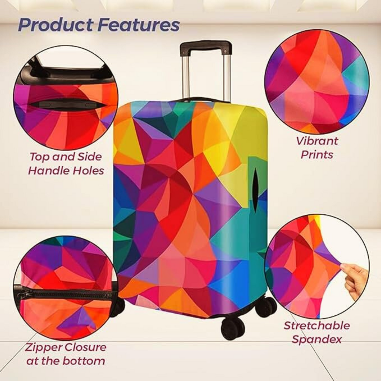 Luggage Cover Protector, Spandex Suitcase Cover (Rainbow)