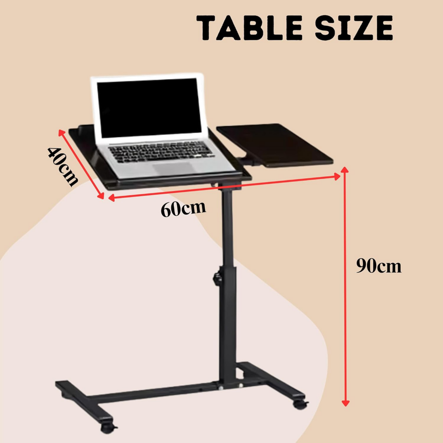 Height Adjustable Tilt Laptop Table  60 * 40 (Black)