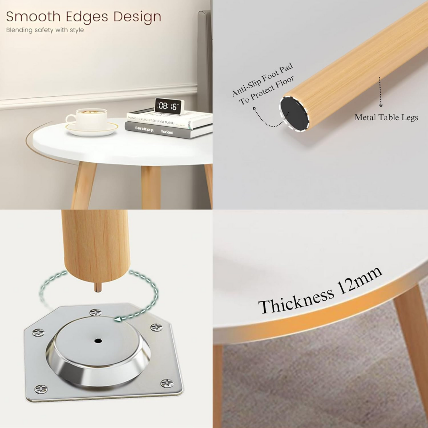 Round Coffee Table, 40*40 CM Small Sofa Side Table