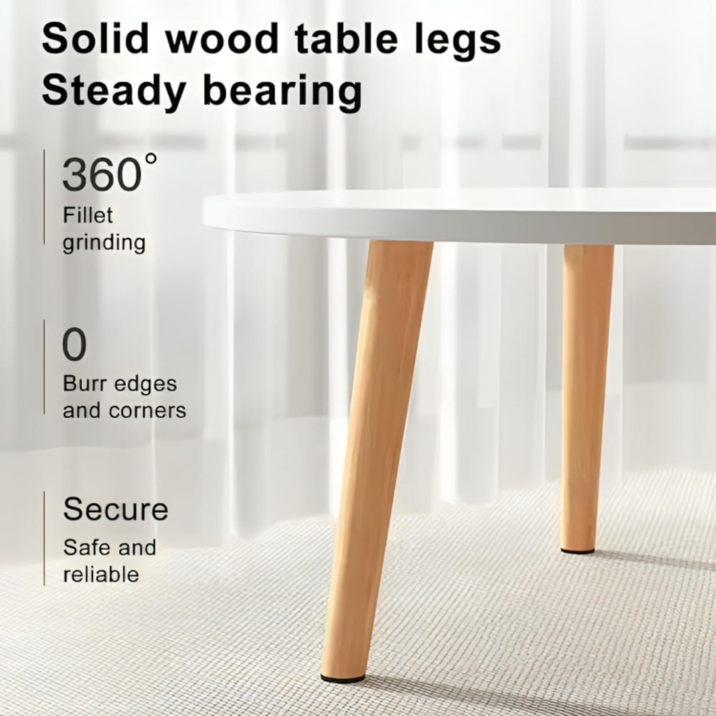 Coffee Table, 100x50cm Oval Wooden Tea Table with Storage Shelf (30 * 30 * 30CM)