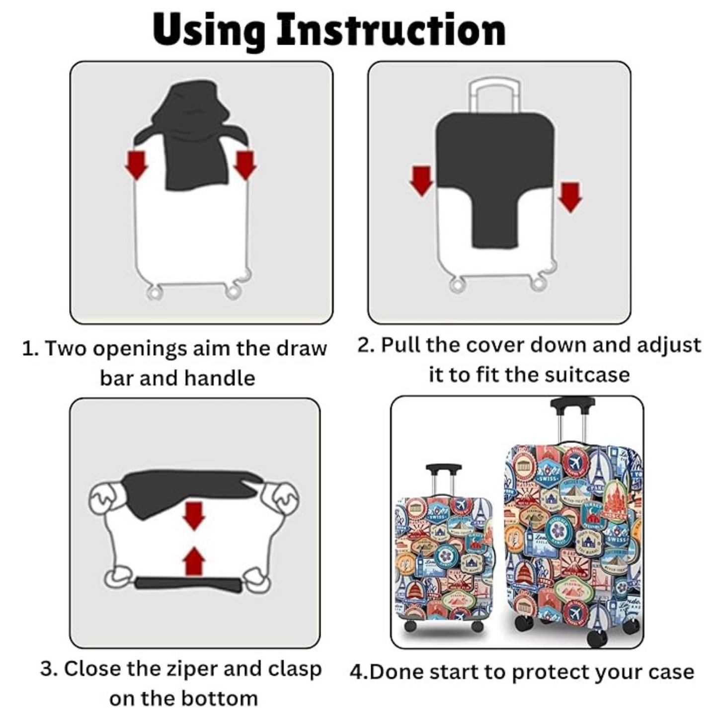 Luggage Cover Protector, Spandex Suitcase Cover (World Tour)