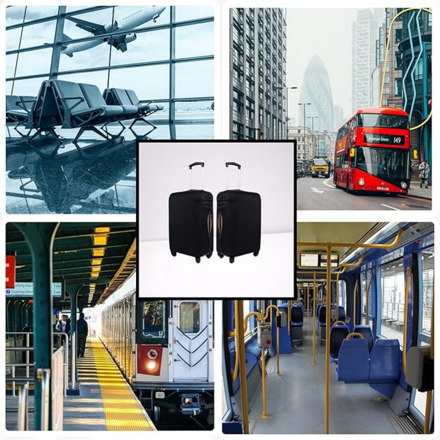 Luggage Cover Protector, Spandex Suitcase Cover (Black)