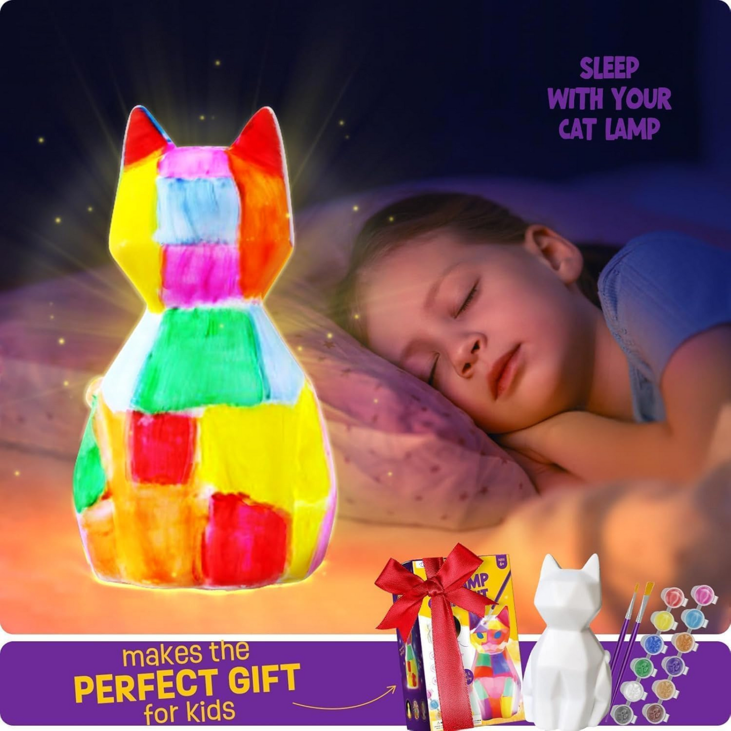 Painting Kit for kids,Cat Lamp DIY Arts & Crafts for Kids