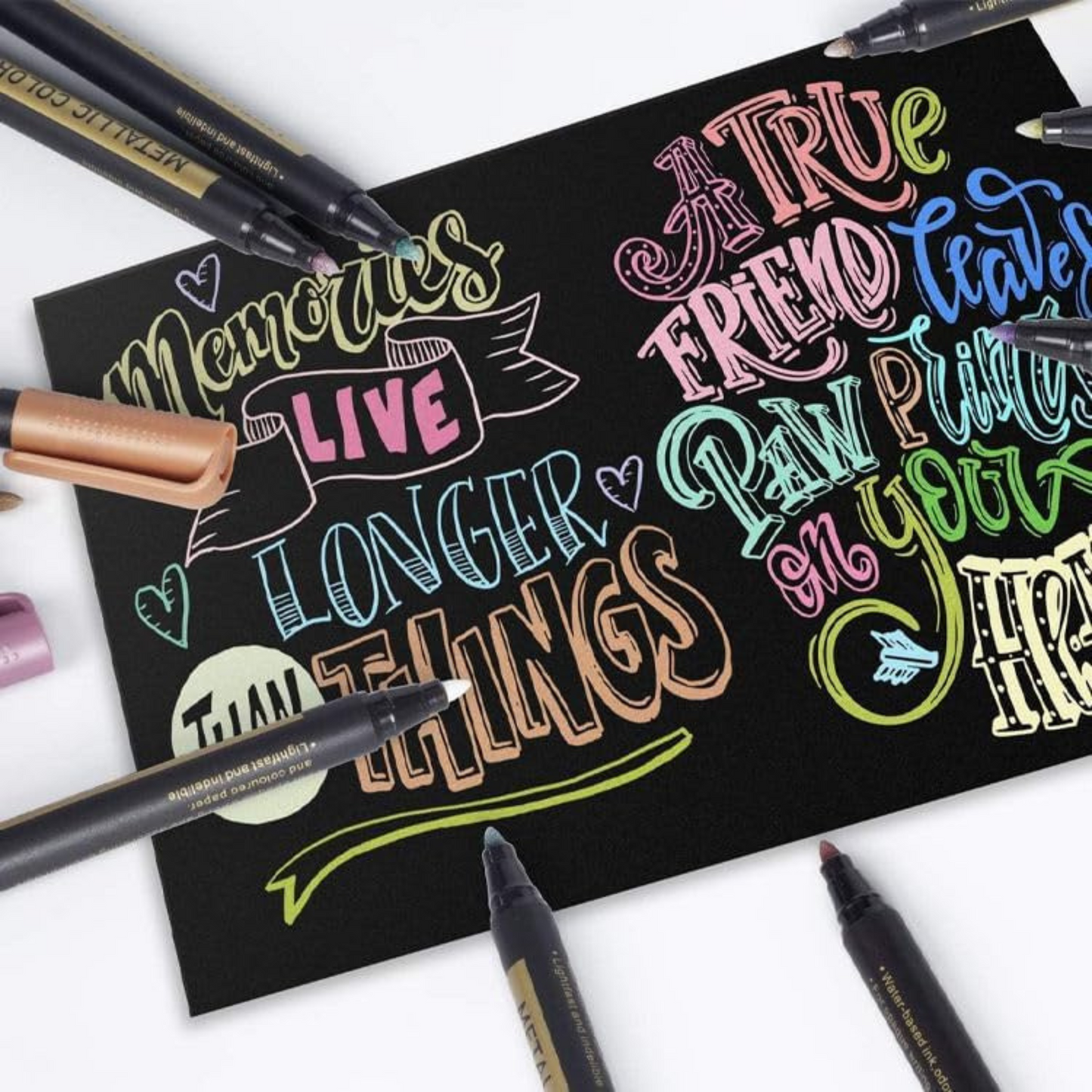 10 Metallic Color Marker, Calligraphy Paint Pens for Art & Craft Supplies(Large)