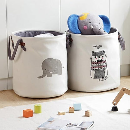 Laundry Basket, Toys Storage Organizer 38 * 36CM Foldable Fabric Household Storage Bin (CAT)