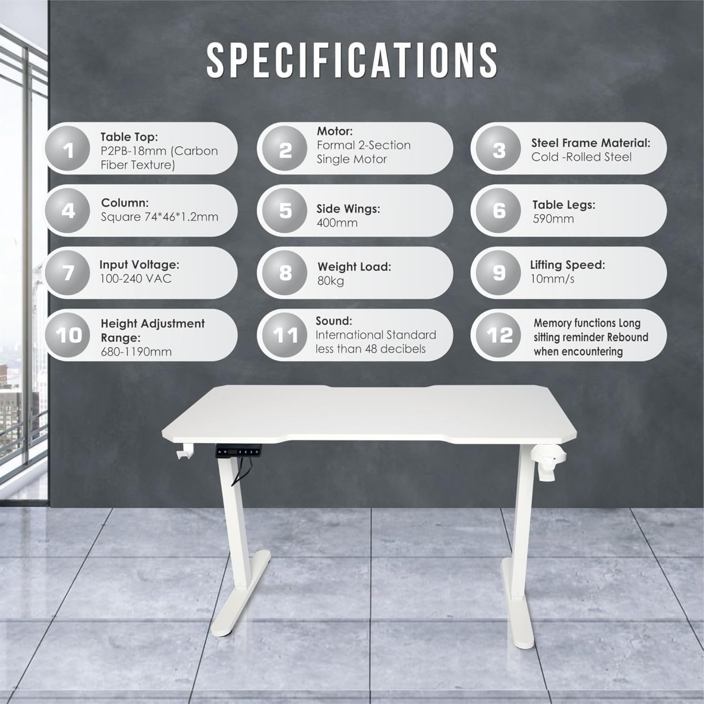 BaytBox Electric Height Adjustable Desk (Brown)