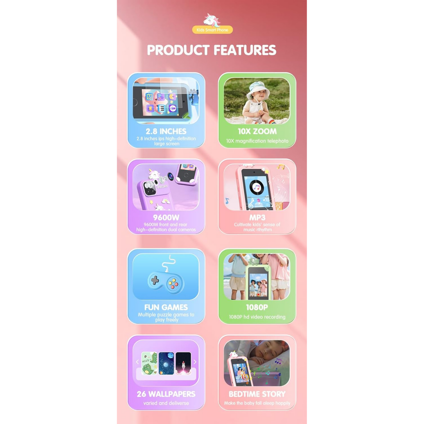 Maanys Kids Smart Phone with Dual Camera