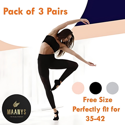 Yoga Socks for Women 3 Pairs of Non-Slip Pilates Sock Grippers