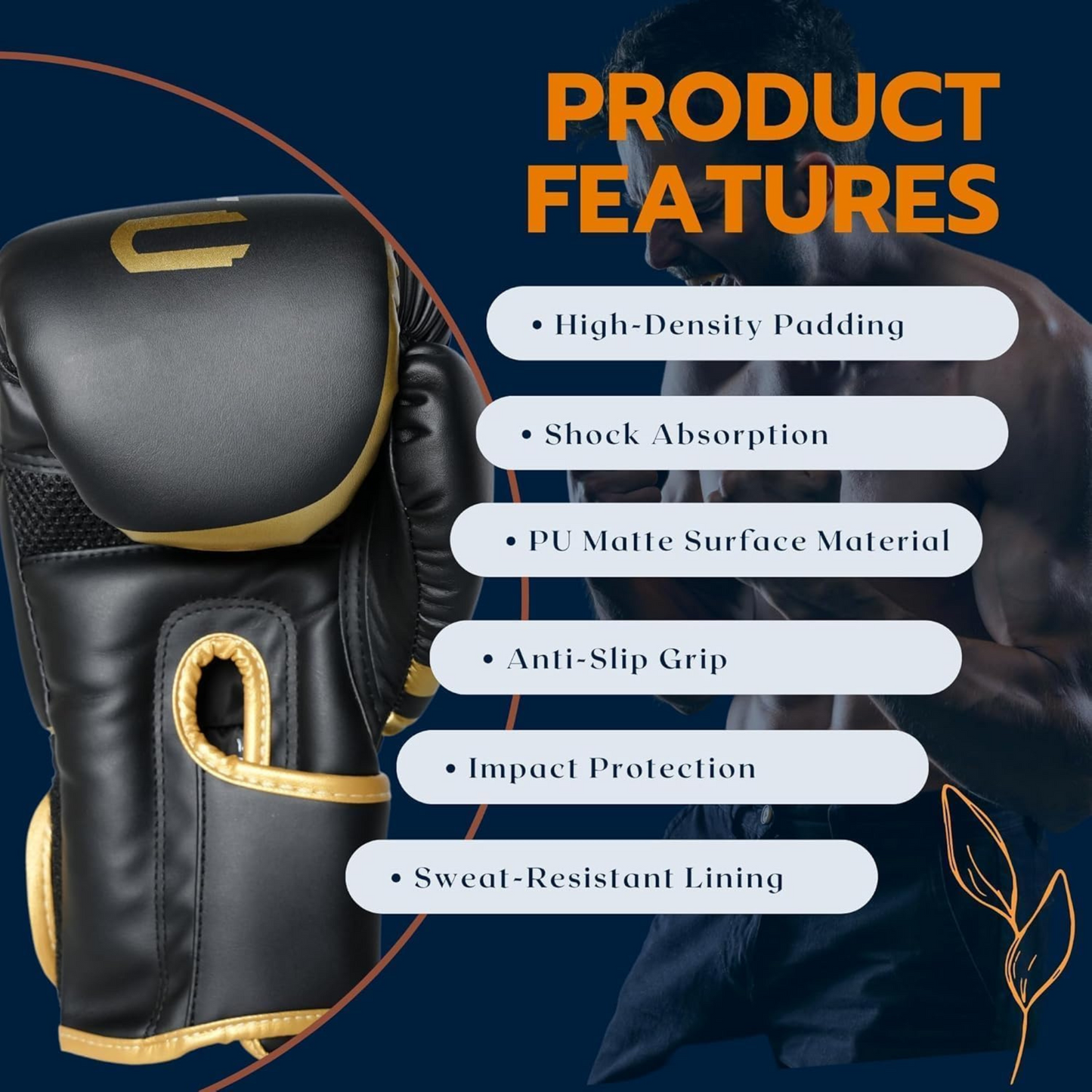 Boxing Gloves for Men & Women | Durable PU Leather with Ventilated Palm