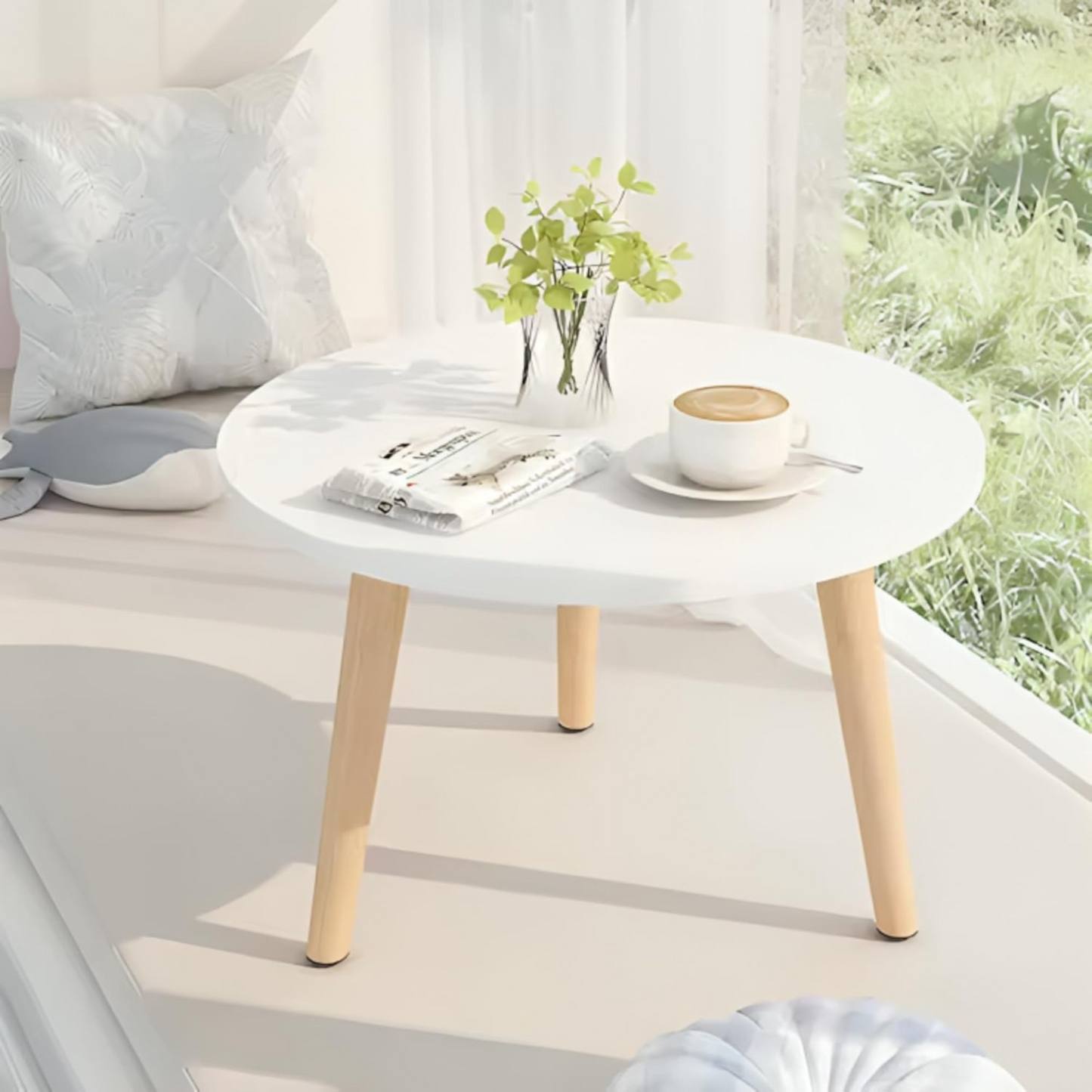 Coffee Table, 100x50cm Oval Wooden Tea Table with Storage Shelf (30 * 30 * 30CM)