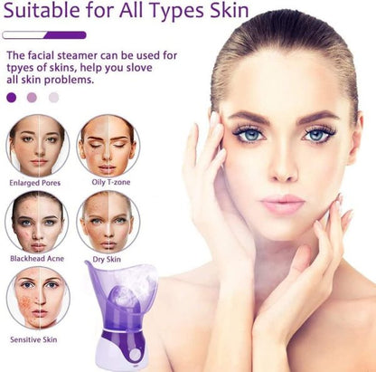 Facial Steamer,Home Facial Suana for Deep Cleaning Skin Moisturizing Sauna Spa Steamer, 50ml Water Tank, Facial Mask, Nasal Mask, ideal for Skin care(Purple)