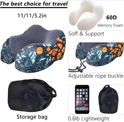 Floral Travel Pillow with 3D Eye Masks, Earplugs, and Luxury Bag