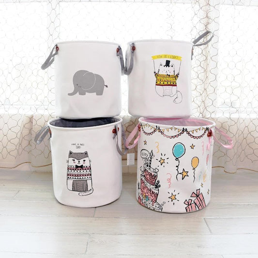 Laundry Basket, Toys Storage Organizer 38 * 36CM Foldable Fabric Household Storage Bin (Elephant)