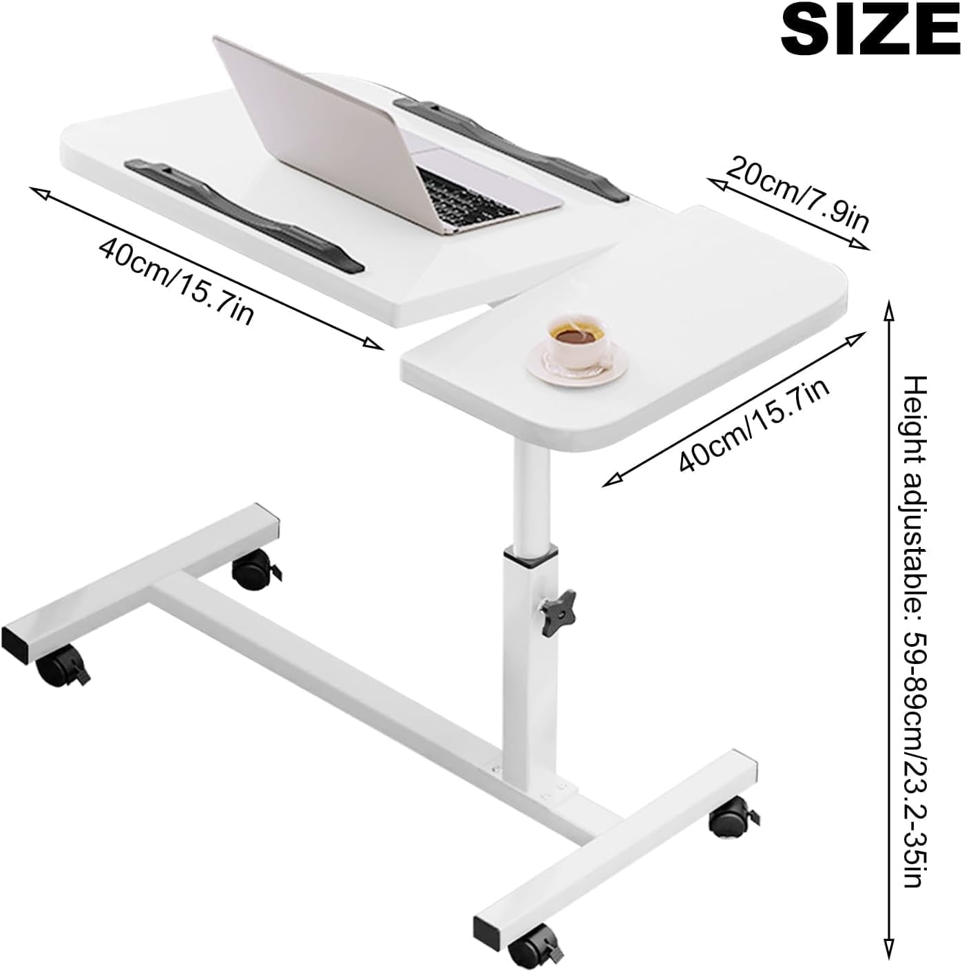 Height Adjustable Tilt Laptop Table  60 * 40 (White)