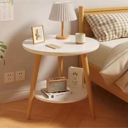 2-Layer Round Coffee Table, 60 * 60cm Small Sofa Side Table