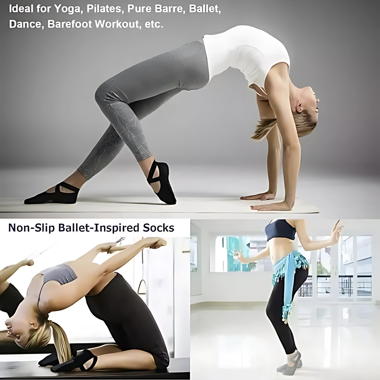 Yoga Socks for Women 3 Pairs of Non-Slip Pilates Sock Grippers