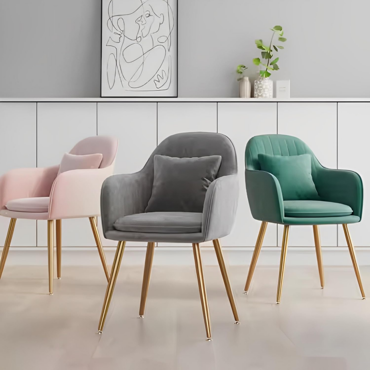 Modern Velvet Dining Chairs (Set of 2) Grey