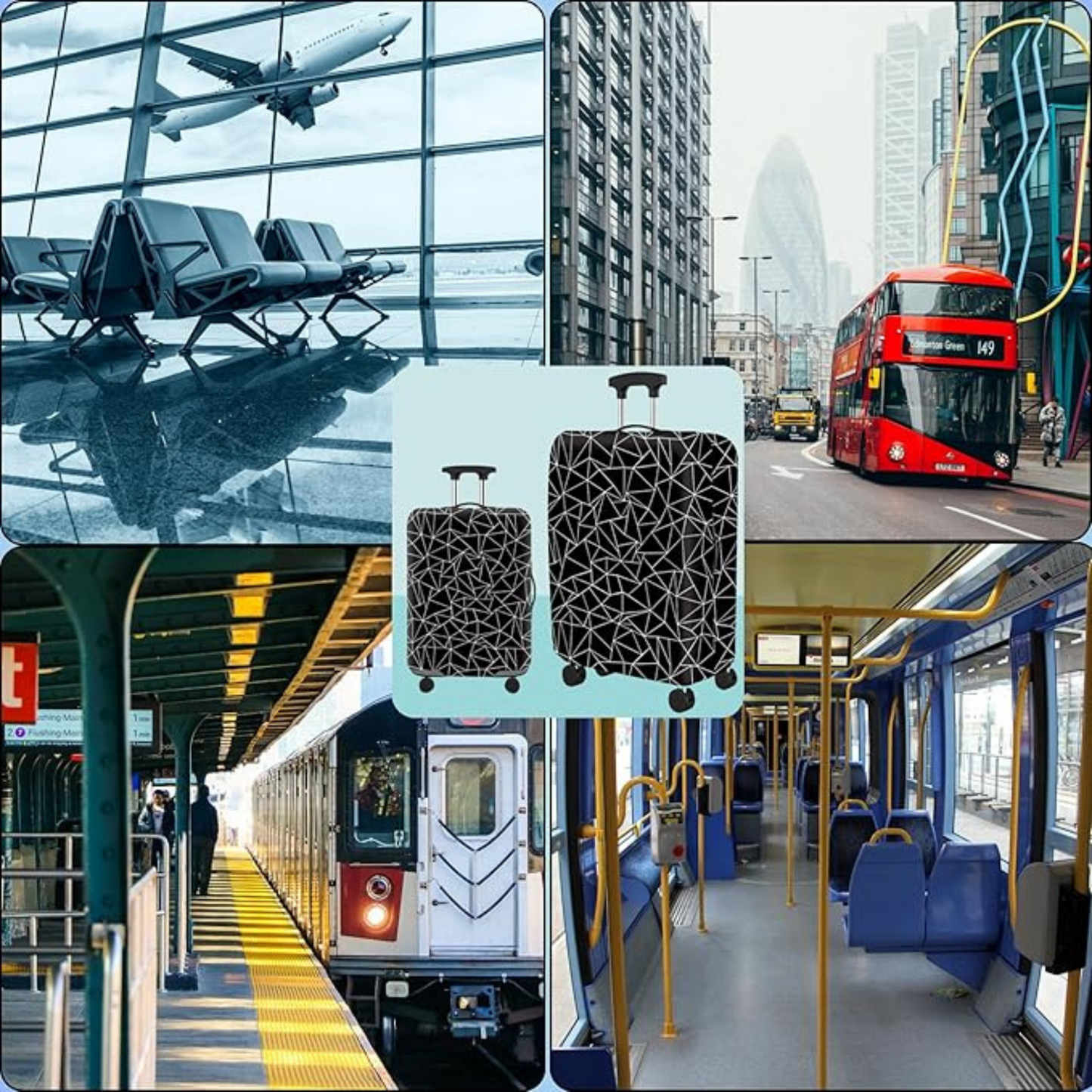 Luggage Cover Protector, Spandex Suitcase Cover (Black & White)