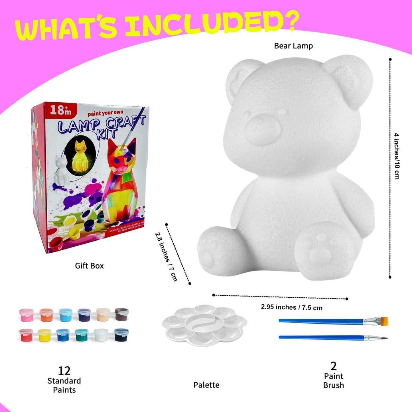 Painting Kit for kids,Bear Lamp DIY Arts & Crafts for Kids