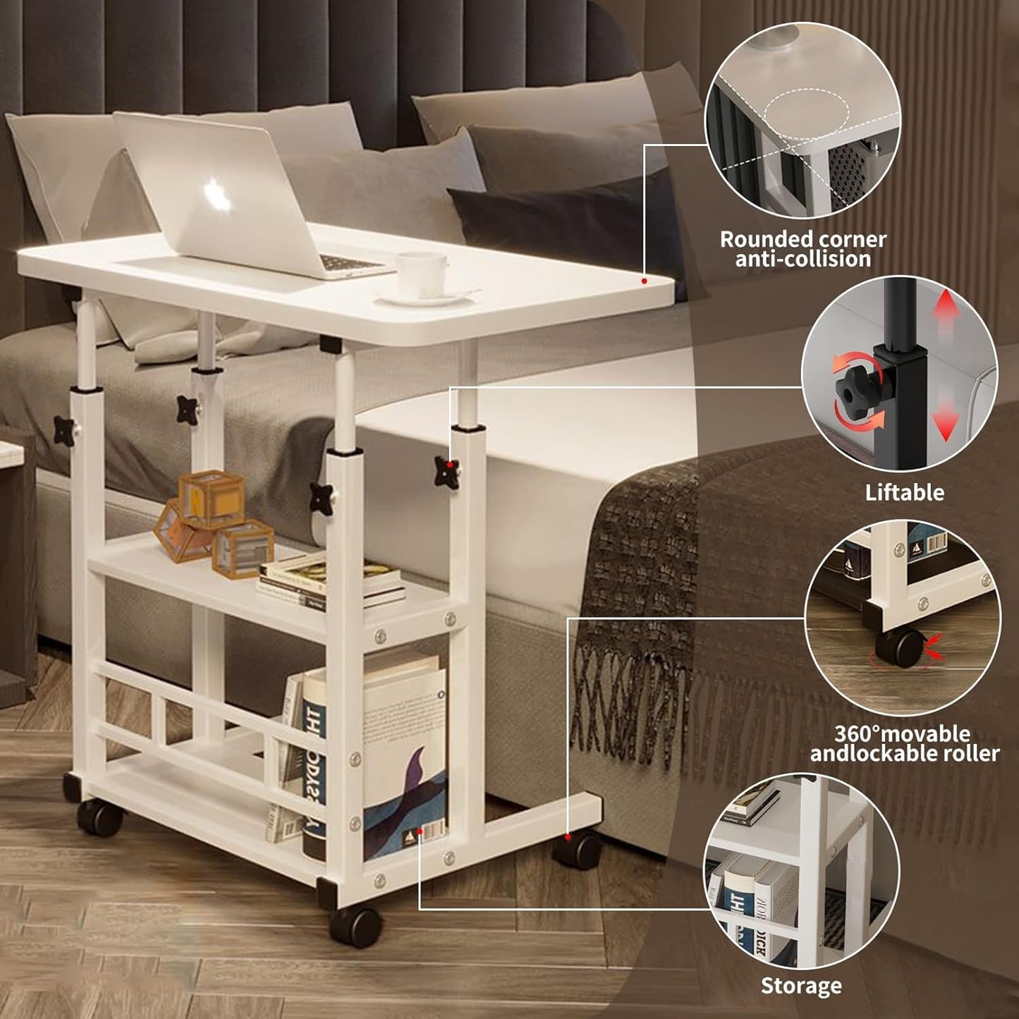 Laptop Table 60x40 CM, Height Adjustable