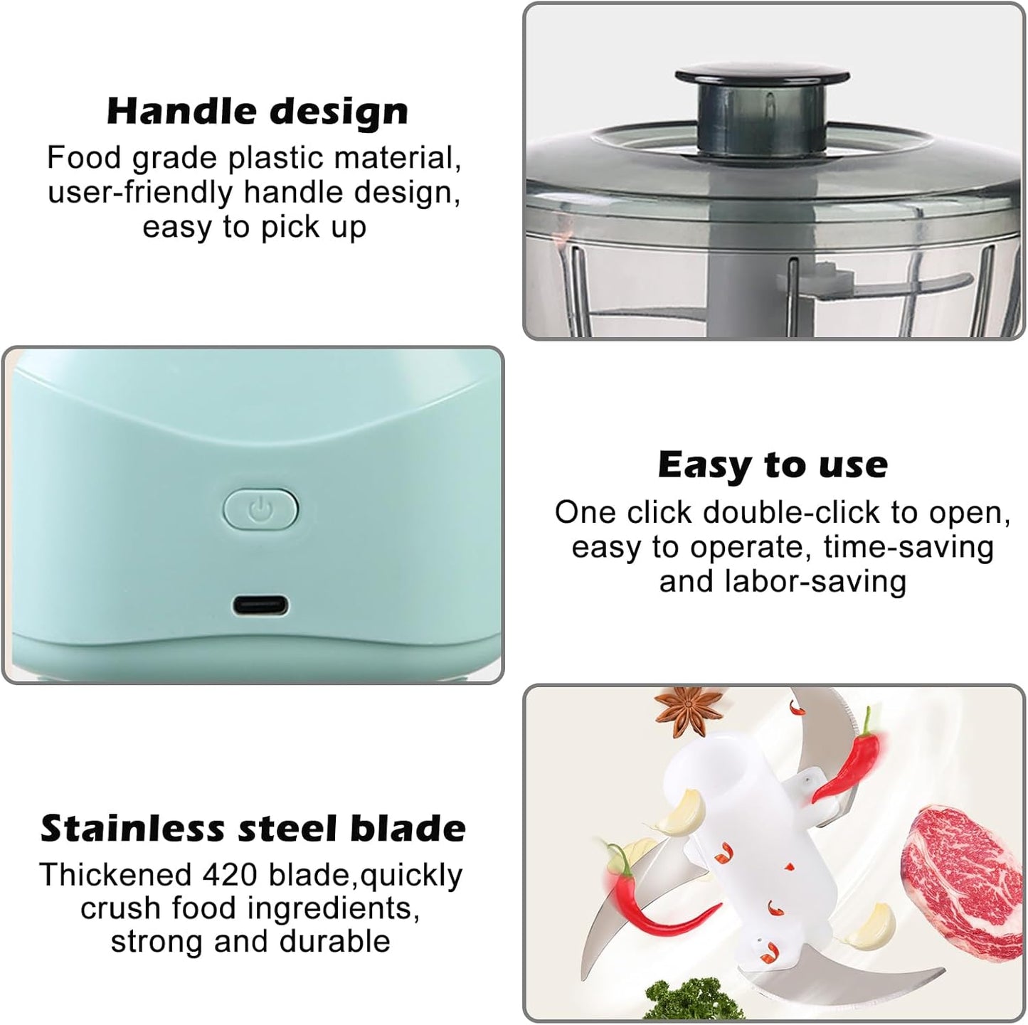 Chopper Ideal for Vegetables, Fruits, Onions, Meat, 350 ml