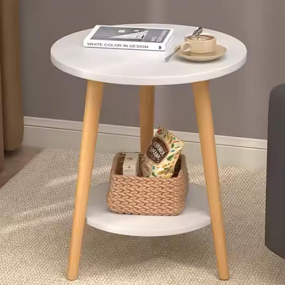 2-Layer Round Coffee Table, 48 * 48cm Small Sofa Side Table