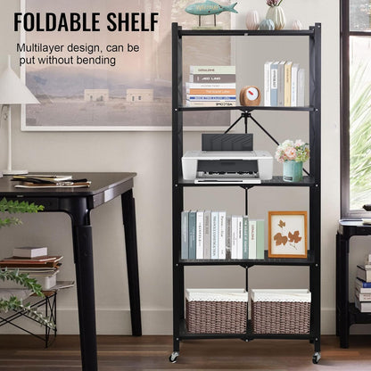 Foldable Storage Shelves 5 Tier, Storage Racks Kitchen Cabinet