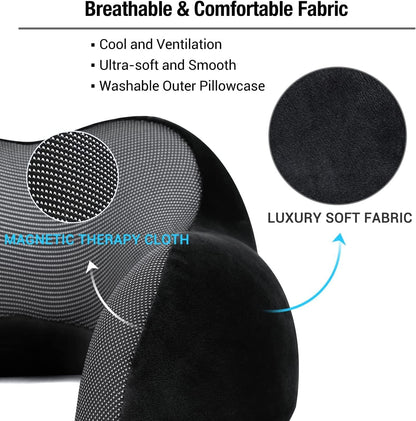 Black Travel Pillow with 3D Eye Masks, Earplugs, and Luxury Bag