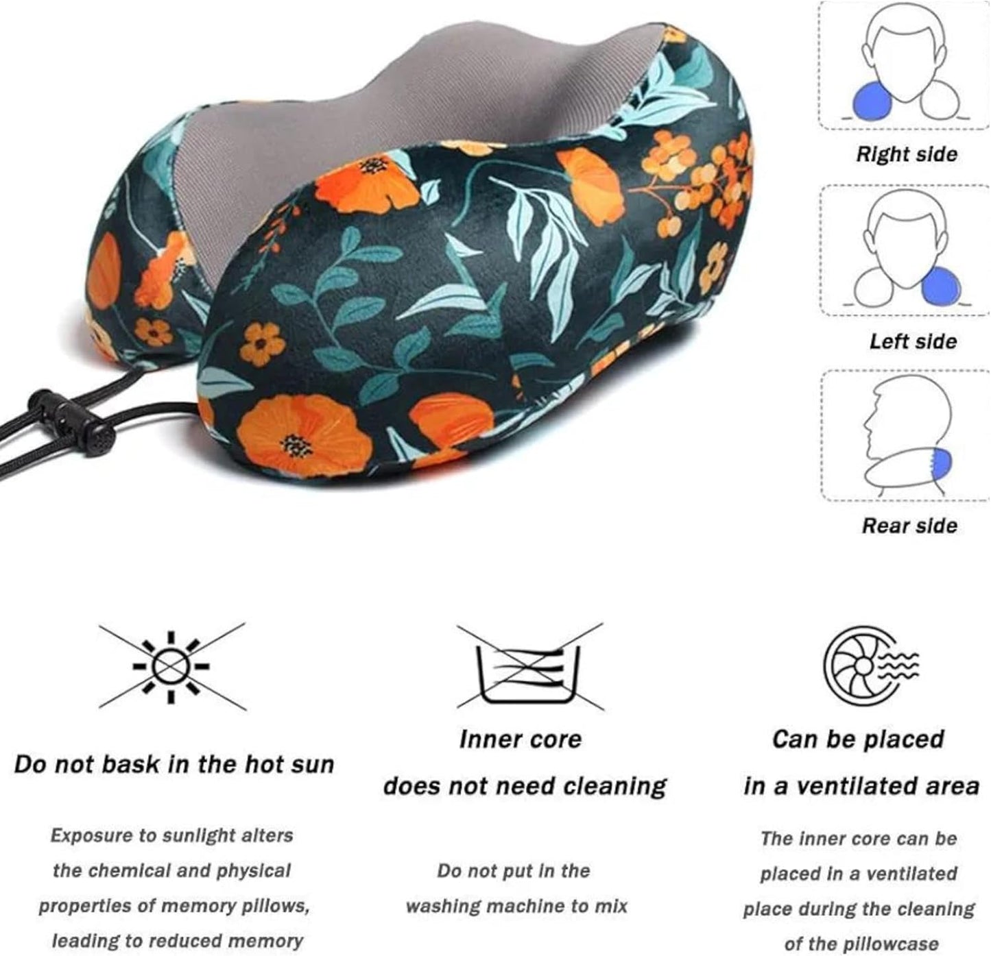 Floral Travel Pillow with 3D Eye Masks, Earplugs, and Luxury Bag