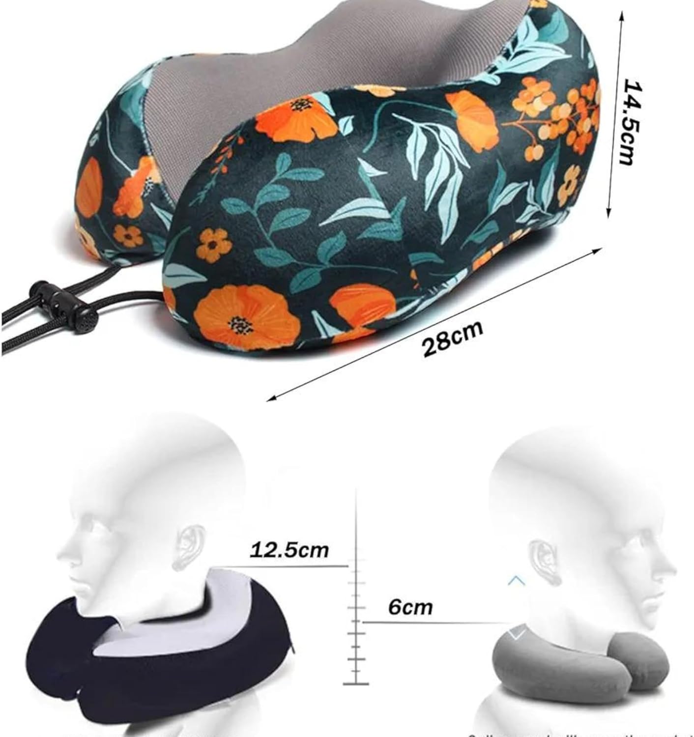 Floral Travel Pillow with 3D Eye Masks, Earplugs, and Luxury Bag