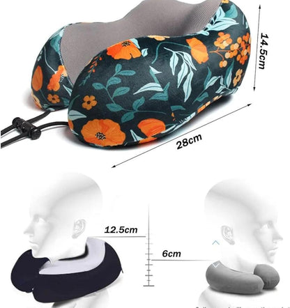 Floral Travel Pillow with 3D Eye Masks, Earplugs, and Luxury Bag