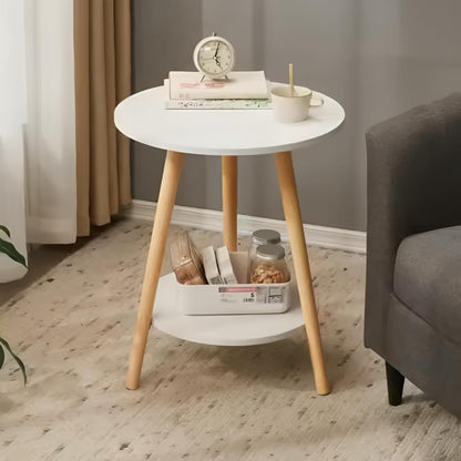 2-Layer Round Coffee Table, 40 * 40cm Small Sofa Side Table