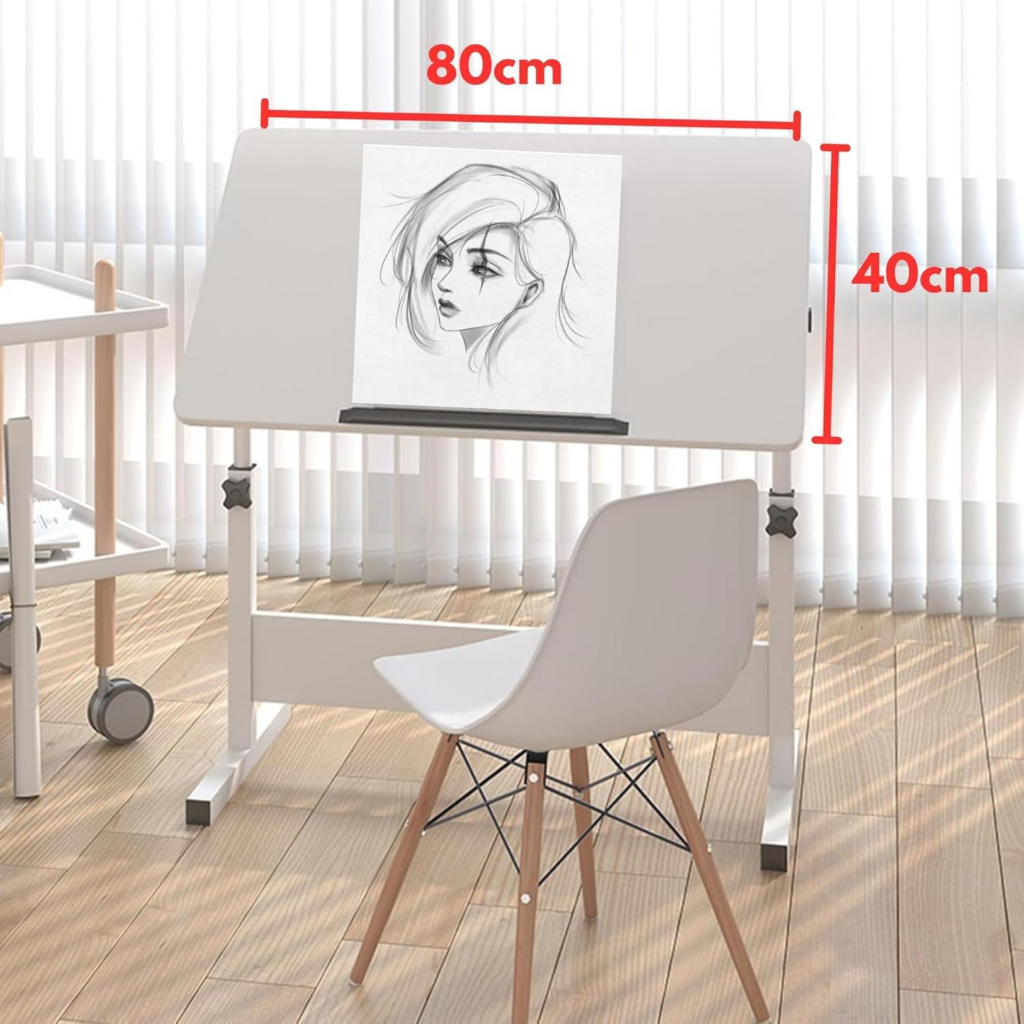 Baytbox Height Adjustable Laptop Table  80x40 CM (White)