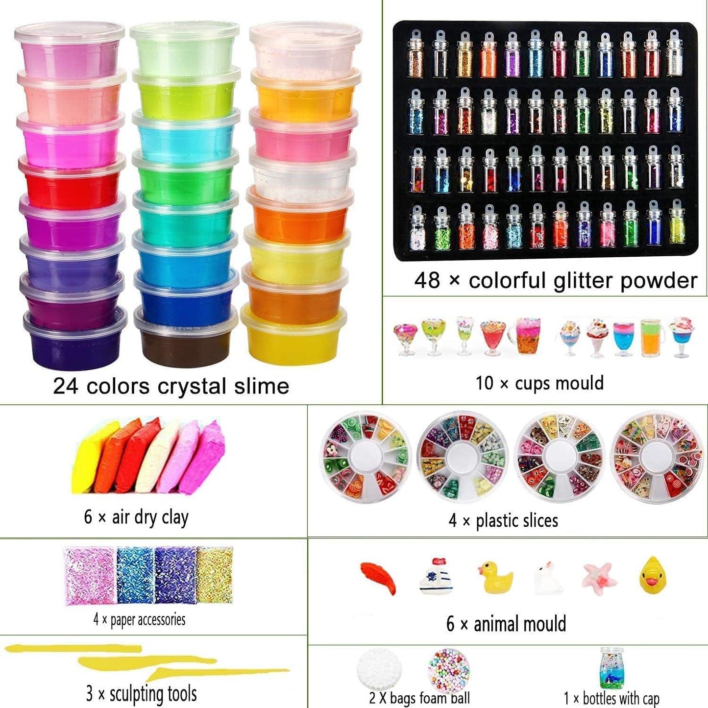 108 Pcs Crystal Slime Kit Box