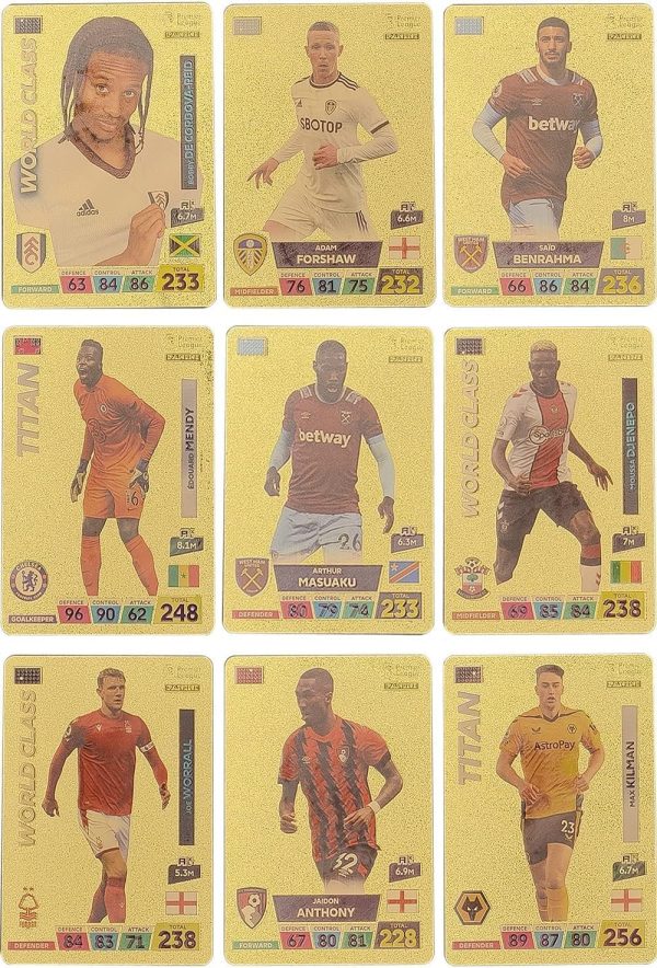 Football Star Cards Deck Box,Collection Pack of 55 Stickers (Gold)