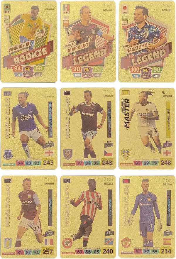 Football Star Cards Deck Box,Collection Pack of 55 Stickers (Gold)