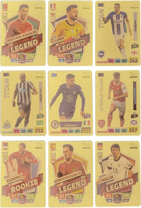 Football Star Cards Deck Box,Collection Pack of 55 Stickers (Gold)