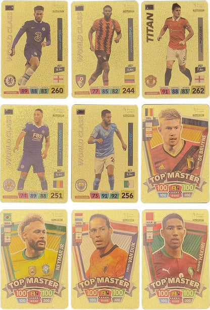 Football Star Cards Deck Box,Collection Pack of 55 Stickers (Gold)