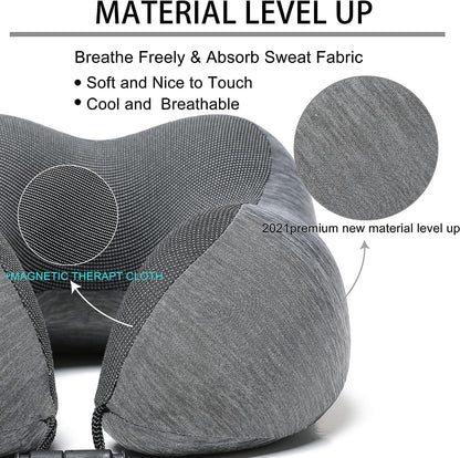 Charcoal Travel Pillow with 3D Eye Masks, Earplugs, and Luxury Bag