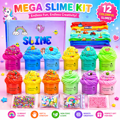 Maanys Slime Kit Pack of 12 – Non - Sticky, Soft & Stretchy Slime for Kids - Mannys