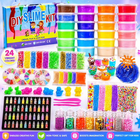 108 PCS Slime Kit for Kids – DIY Slime Set with Glitters, Colorful Slime & Tools - Mannys